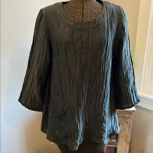 Grizas Dark Green Unique Top Size Small Boho Artistic Slightly Asymmetri…